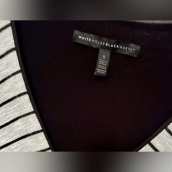 White House Black Market Striped Layered-Look Longline Top in Black— Size Small - Picture 3 of 6